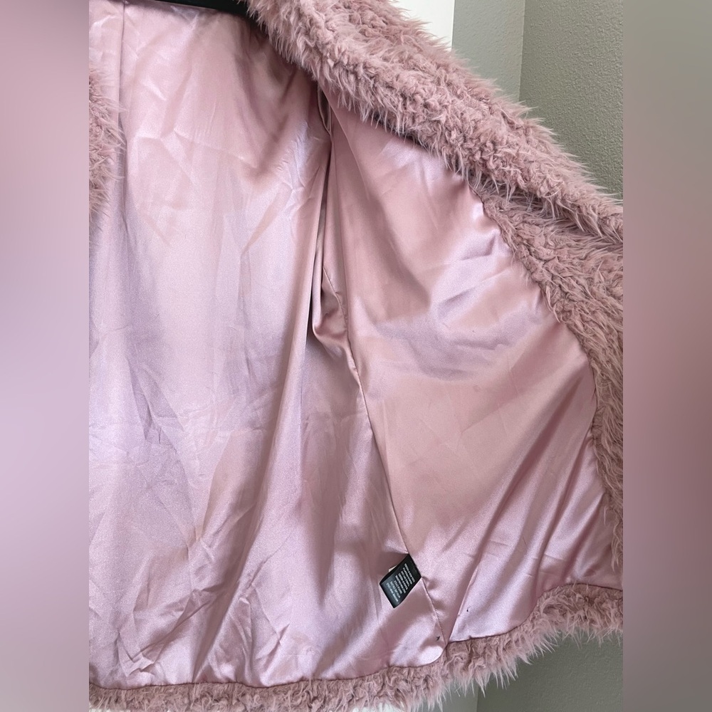 Torrid Sherpa Drape Front Jacket Mauve Pink 1X 14-16 Fluffy Cozy Neutral Rave - Picture 8 of 13